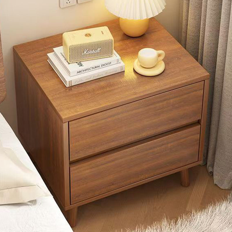 Modern Minimalist Solid Wood Rectangular Nightstand With 2/3 Drawers For Bedroom
