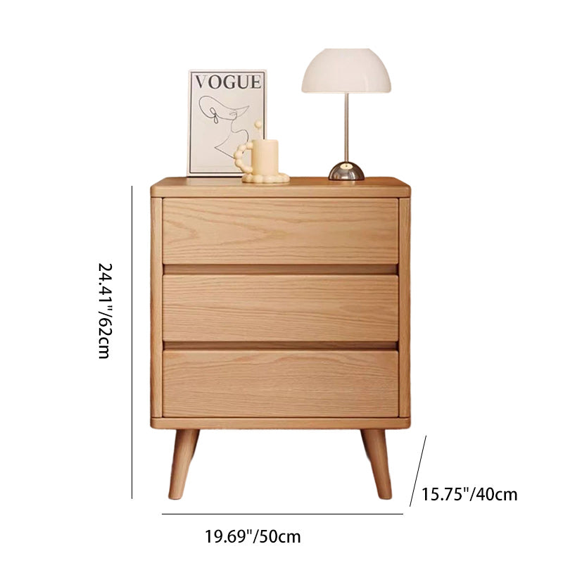 Modern Minimalist Solid Wood Rectangular Nightstand With 2/3 Drawers For Bedroom