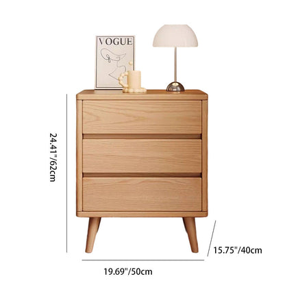 Modern Minimalist Solid Wood Rectangular Nightstand With 2/3 Drawers For Bedroom