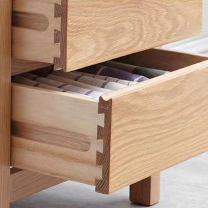 Modern Minimalist Rubber Wood Rectangular Nightstand With 2-Drawer And Rounded Corners For Bedroom