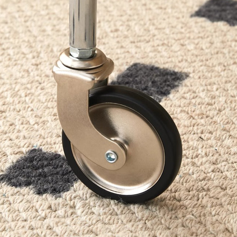 Contemporary Nordic ABS & Carbon Steel Oval Movable Side Table 2-Tier With Wheels & Handles For Living Room & Bedroom