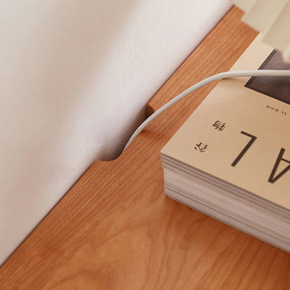 Traditional Japanese Cherry Wood Rectangular Wave-Design Nightstand With 1 Drawer Ideal For Bedroom Storage