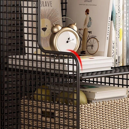 Modern Minimalist Iron Square Side Cabinet Nightstand With 4 Tiers For Living Room And Bedroom