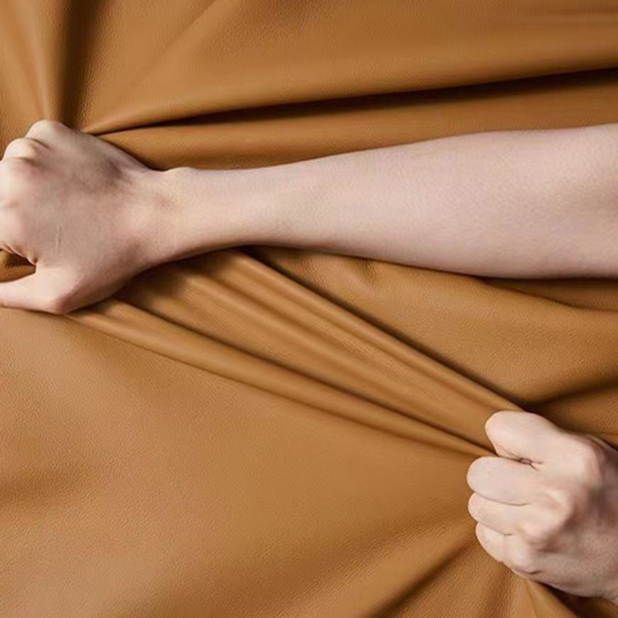 Modern Minimalist Solid Wood And Microfiber Leather Rectangular Nightstand 2 Drawers For Bedroom