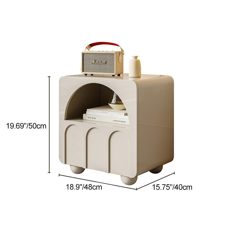 Traditional French Solid Wood Rectangular Arch Design Nightstand 1 Drawer Storage For Bedroom