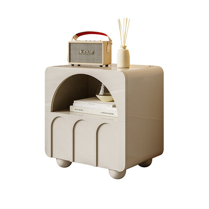 Traditional French Solid Wood Rectangular Arch Design Nightstand 1 Drawer Storage For Bedroom