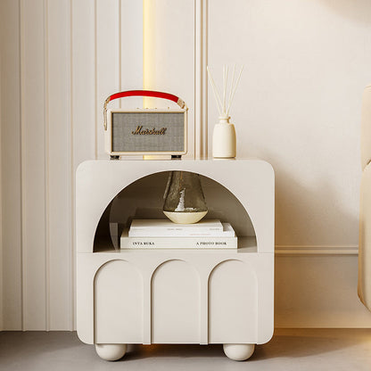 Traditional French Solid Wood Rectangular Arch Design Nightstand 1 Drawer Storage For Bedroom