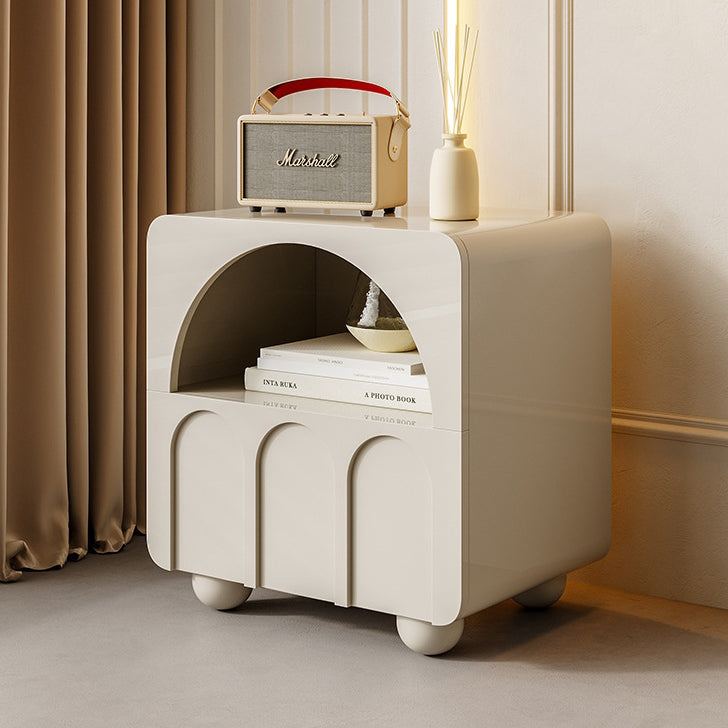 Traditional French Solid Wood Rectangular Arch Design Nightstand 1 Drawer Storage For Bedroom