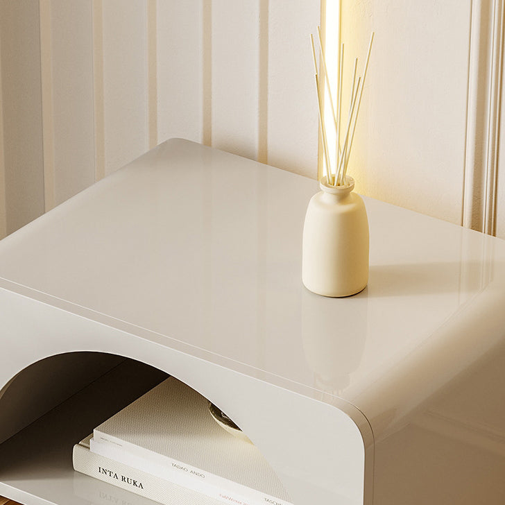 Traditional French Solid Wood Rectangular Arch Design Nightstand 1 Drawer Storage For Bedroom