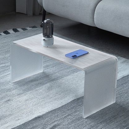 Modern Minimalist Acrylic C-Shaped Rectangular Side Table With Mosaic Texture For Living Room & Bedroom