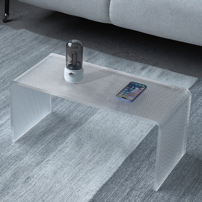 Modern Minimalist Acrylic C-Shaped Rectangular Side Table With Mosaic Texture For Living Room & Bedroom