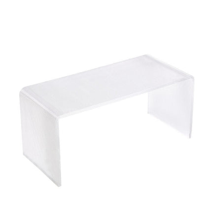 Modern Minimalist Acrylic C-Shaped Rectangular Side Table With Mosaic Texture For Living Room & Bedroom