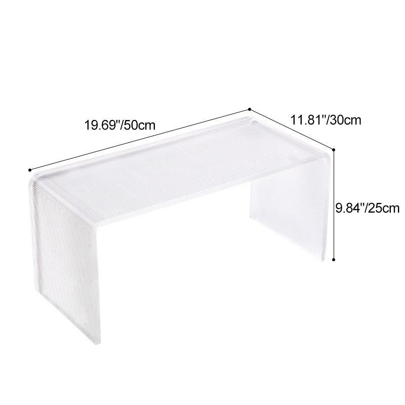 Modern Minimalist Acrylic C-Shaped Rectangular Side Table With Mosaic Texture For Living Room & Bedroom