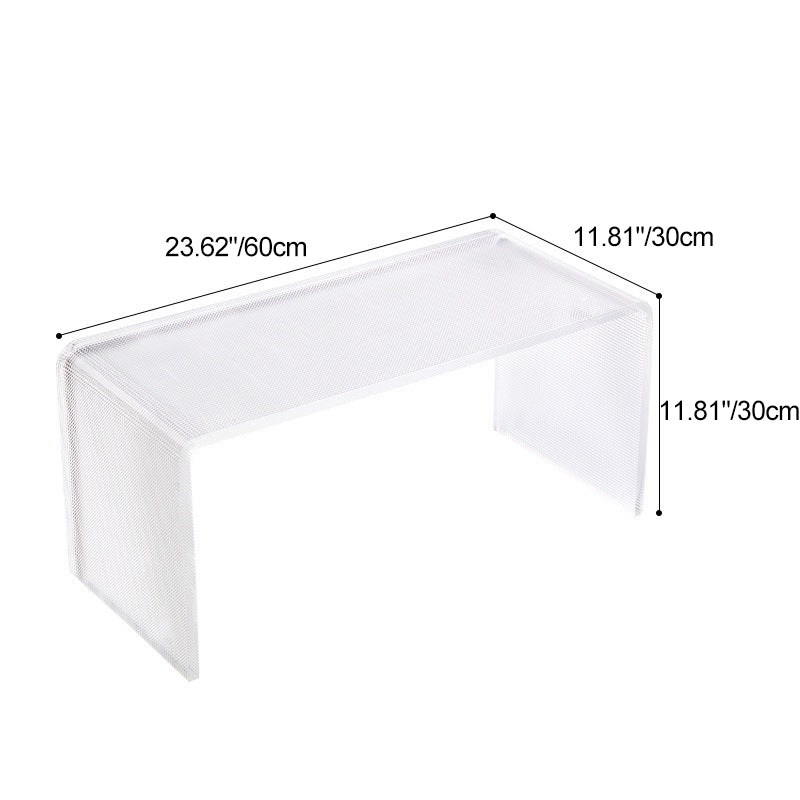 Modern Minimalist Acrylic C-Shaped Rectangular Side Table With Mosaic Texture For Living Room & Bedroom