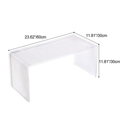 Modern Minimalist Acrylic C-Shaped Rectangular Side Table With Mosaic Texture For Living Room & Bedroom