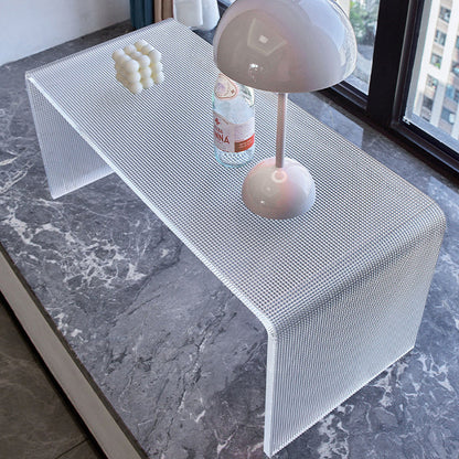 Modern Minimalist Acrylic C-Shaped Rectangular Side Table With Mosaic Texture For Living Room & Bedroom