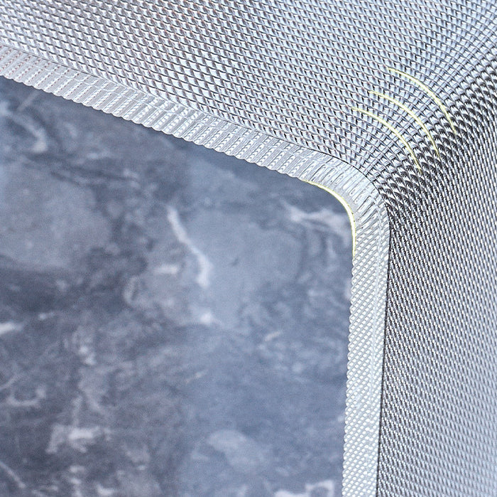 Modern Minimalist Acrylic C-Shaped Rectangular Side Table With Mosaic Texture For Living Room & Bedroom