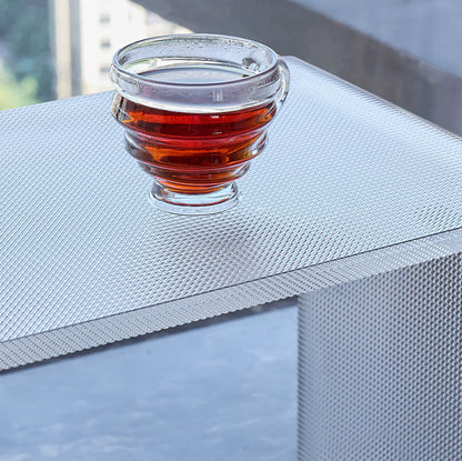 Modern Minimalist Acrylic C-Shaped Rectangular Side Table With Mosaic Texture For Living Room & Bedroom