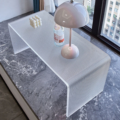 Modern Minimalist Acrylic C-Shaped Rectangular Side Table With Mosaic Texture For Living Room & Bedroom