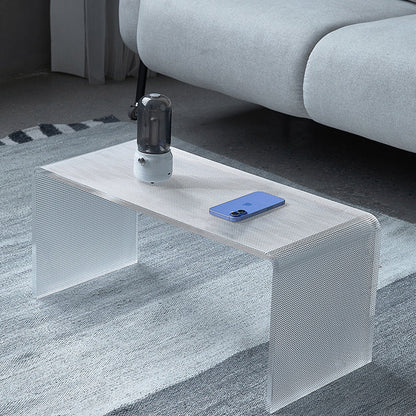 Modern Minimalist Acrylic C-Shaped Rectangular Side Table With Mosaic Texture For Living Room & Bedroom