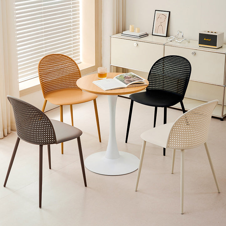 Contemporary Nordic MDF & Iron Round Trumpet-Leg Coffee Table For Living Room & Dining Room