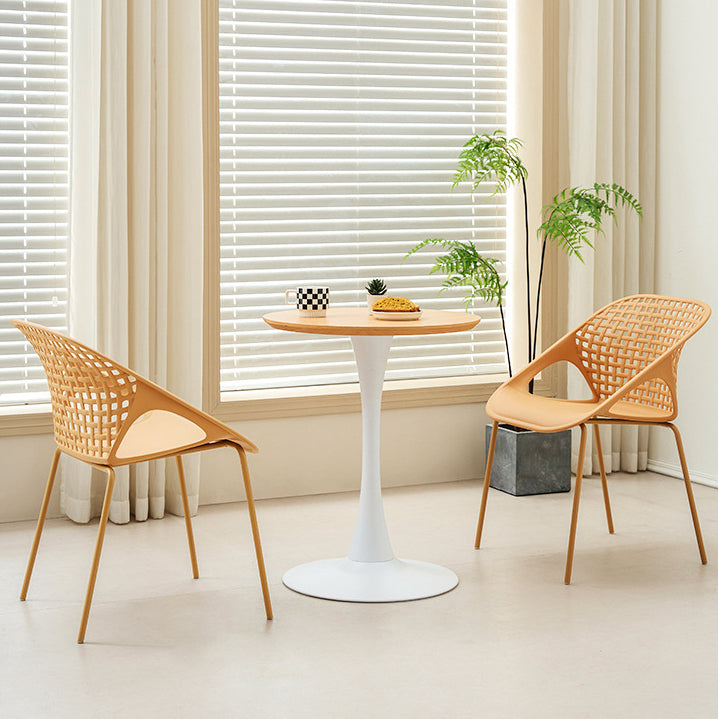 Contemporary Nordic MDF & Iron Round Trumpet-Leg Coffee Table For Living Room & Dining Room