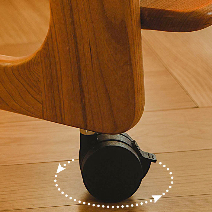 Contemporary Nordic Cherry Wood & Acrylic Rectangular C-Shaped Movable Side Table With 1-Cabinet And Display Shelf For Living Room & Bedroom