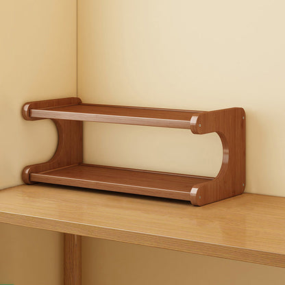 Traditional Chinese MDF & Bamboo Rectangular E-Shaped Bookshelf Storage Shelf With 2/3/4 Tiers For Living Room & Bedroom