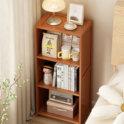 Contemporary Nordic Bamboo & Acrylic Rectangular Nightstand With 3/4-Tier Storage For Bedroom
