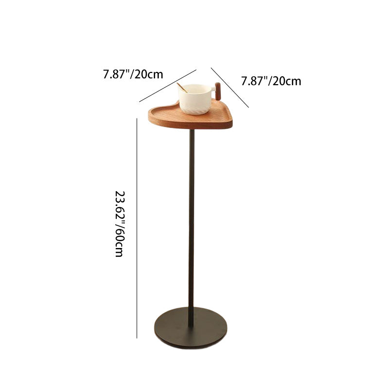 Modern Simplicity MDF & Iron Heart Shield-Shaped Small Side Table With 1-Tray For Living Room & Bedroom