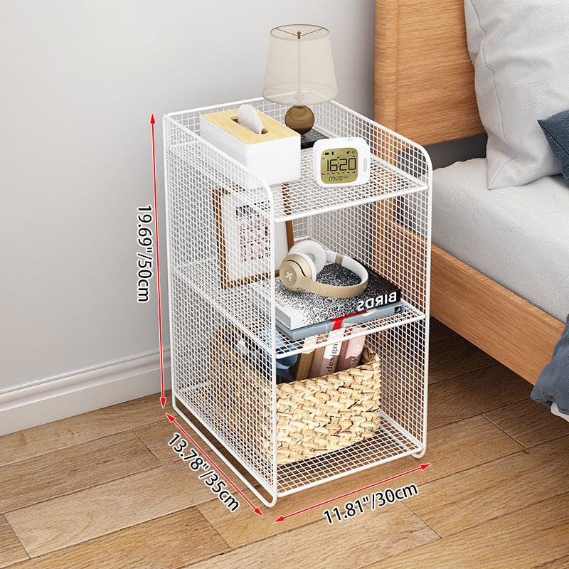 Modern Minimalist Iron Rectangular Narrow Nightstand With 3 Tiers For Living Room & Bedroom