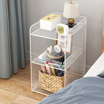 Modern Minimalist Iron Rectangular Narrow Nightstand With 3 Tiers For Living Room & Bedroom