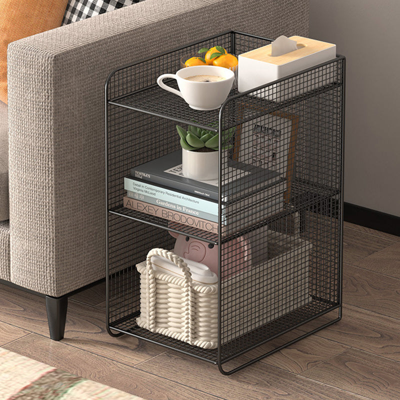 Modern Minimalist Iron Rectangular Narrow Nightstand With 3 Tiers For Living Room & Bedroom