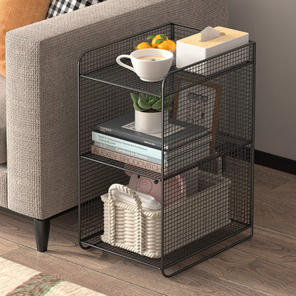 Modern Minimalist Iron Rectangular Narrow Nightstand With 3 Tiers For Living Room & Bedroom