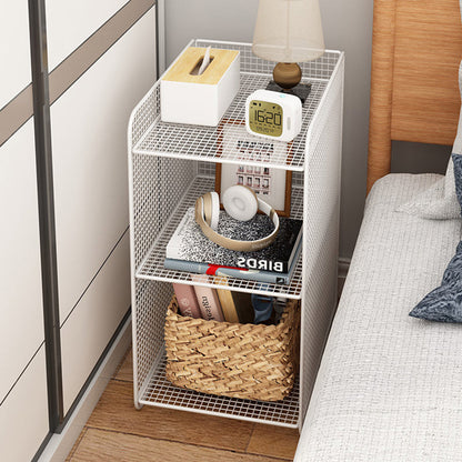 Modern Minimalist Iron Rectangular Narrow Nightstand With 3 Tiers For Living Room & Bedroom