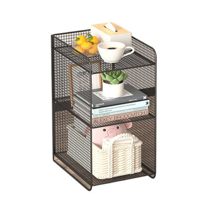 Modern Minimalist Iron Rectangular Narrow Nightstand With 3 Tiers For Living Room & Bedroom