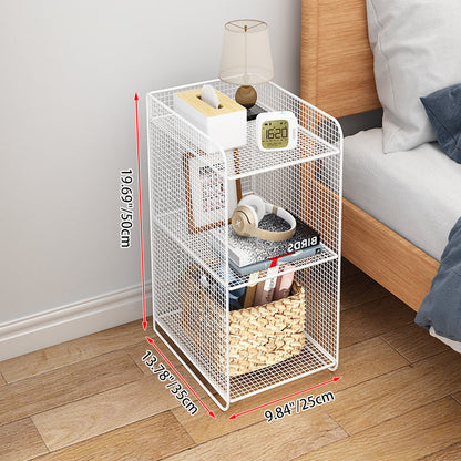 Modern Minimalist Iron Rectangular Narrow Nightstand With 3 Tiers For Living Room & Bedroom