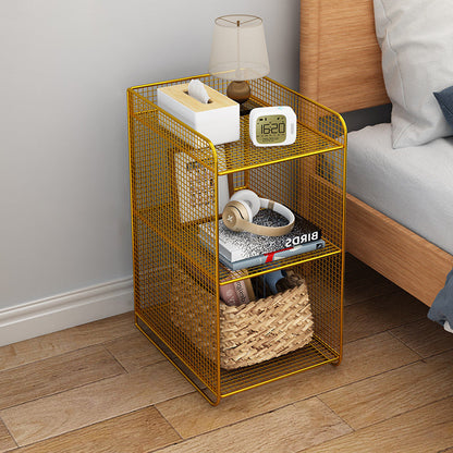 Modern Minimalist Iron Rectangular Narrow Nightstand With 3 Tiers For Living Room & Bedroom