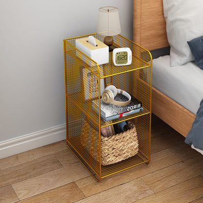 Modern Minimalist Iron Rectangular Narrow Nightstand With 3 Tiers For Living Room & Bedroom
