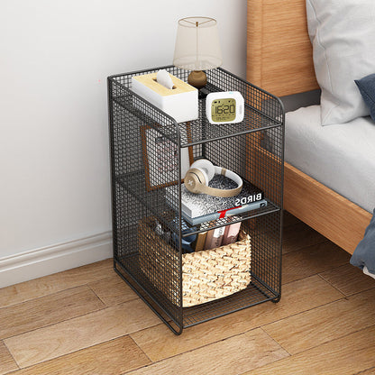 Modern Minimalist Iron Rectangular Narrow Nightstand With 3 Tiers For Living Room & Bedroom