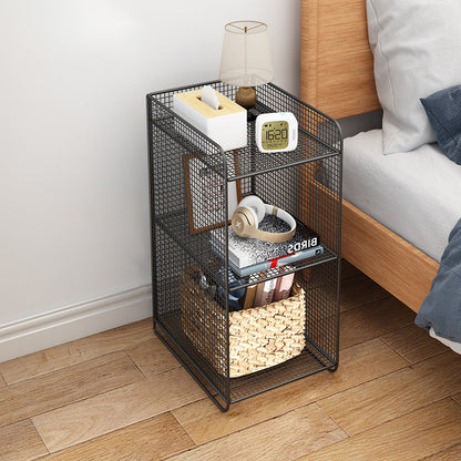Modern Minimalist Iron Rectangular Narrow Nightstand With 3 Tiers For Living Room & Bedroom