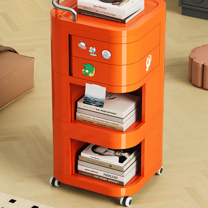 Contemporary Nordic ABS Stainless Steel Square Movable Storage Cart End Table With 2/3/4 Tiers For Bedroom And Living Room