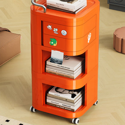 Contemporary Nordic ABS Stainless Steel Square Movable Storage Cart End Table With 2/3/4 Tiers For Bedroom And Living Room