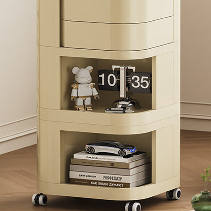 Contemporary Nordic ABS Stainless Steel Square Movable Storage Cart End Table With 2/3/4 Tiers For Bedroom And Living Room