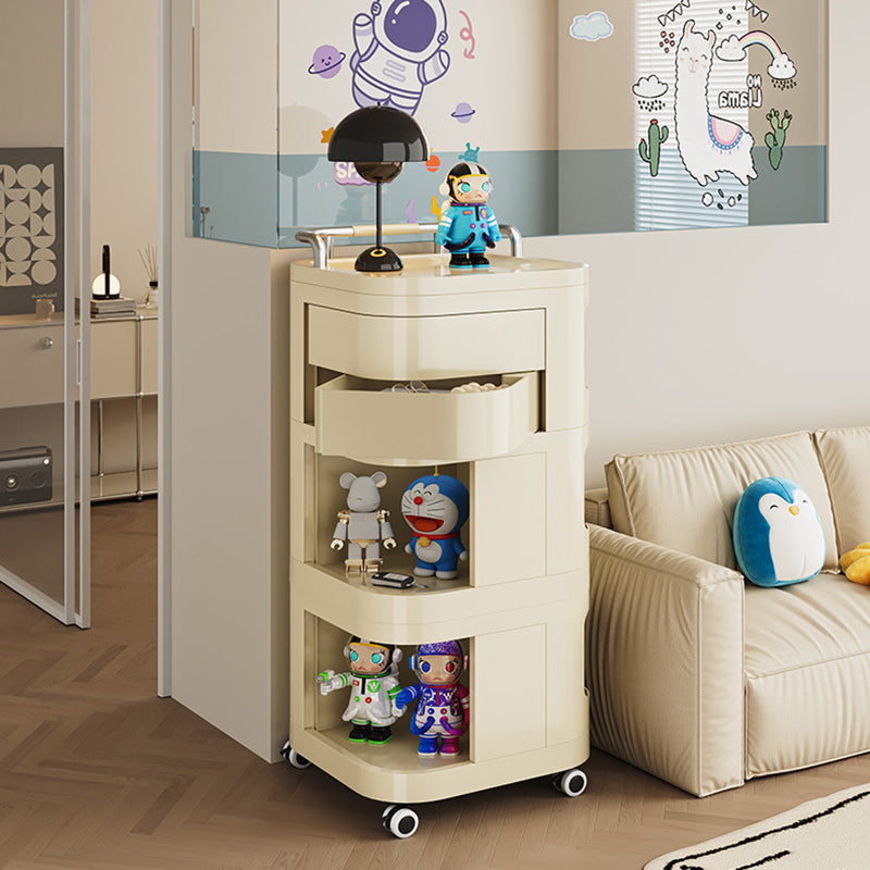Contemporary Nordic ABS Stainless Steel Square Movable Storage Cart End Table With 2/3/4 Tiers For Bedroom And Living Room
