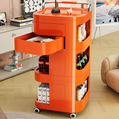 Contemporary Nordic ABS Stainless Steel Square Movable Storage Cart End Table With 2/3/4 Tiers For Bedroom And Living Room