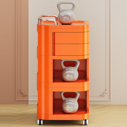 Contemporary Nordic ABS Stainless Steel Square Movable Storage Cart End Table With 2/3/4 Tiers For Bedroom And Living Room