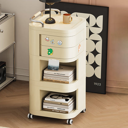 Contemporary Nordic ABS Stainless Steel Square Movable Storage Cart End Table With 2/3/4 Tiers For Bedroom And Living Room