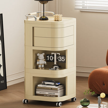 Contemporary Nordic ABS Stainless Steel Square Movable Storage Cart End Table With 2/3/4 Tiers For Bedroom And Living Room