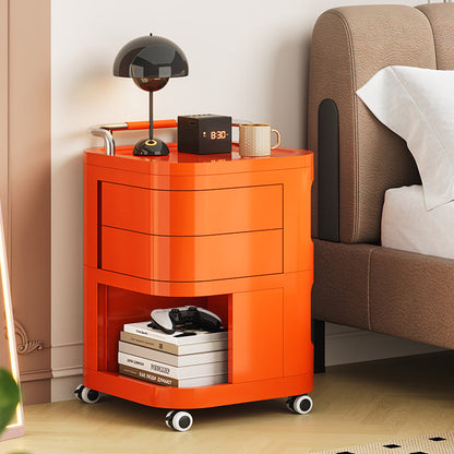 Contemporary Nordic ABS Stainless Steel Square Movable Storage Cart End Table With 2/3/4 Tiers For Bedroom And Living Room
